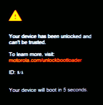 Bootloader warning screen