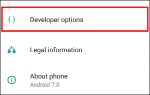 Moto G5 Plus Developer Options
